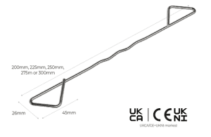 TEC TIES Gen. Purpose Stainless Cavity Wall Tie 200mm (250)